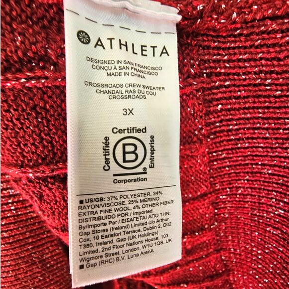 Athleta NWT Plus Size Red Crossroads Crew Sweater - Picture 8 of 8